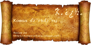 Komsa Örkény névjegykártya